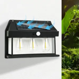 Solar Lights Outdoor – Smart Dusk to Dawn Solar Wall Sconce with Motion Sensor, 3 Lighting Modes, Waterproof Solar Security Wall Lantern Light Fixtures for Garden, Yard, Patio, Fence & Exterior Decorative Tube Lighting LED