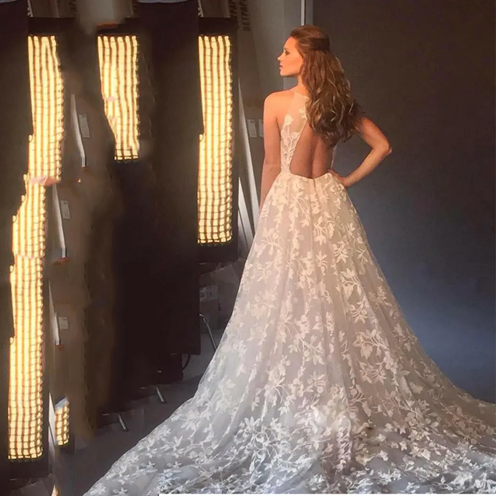 2025 white long dress sexy V-neck suspension dress hollow lace dress