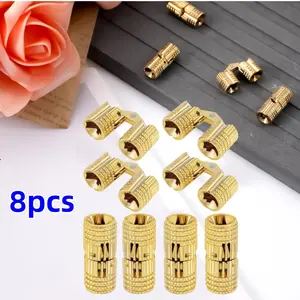 8Pcs 8 mm Hidden Brass Barrel Hinges,180 Degree Opening Angle Concealed Furniture Hinges for DIY Jewelry Box Hand Craft (8mm),Tools & Hardware