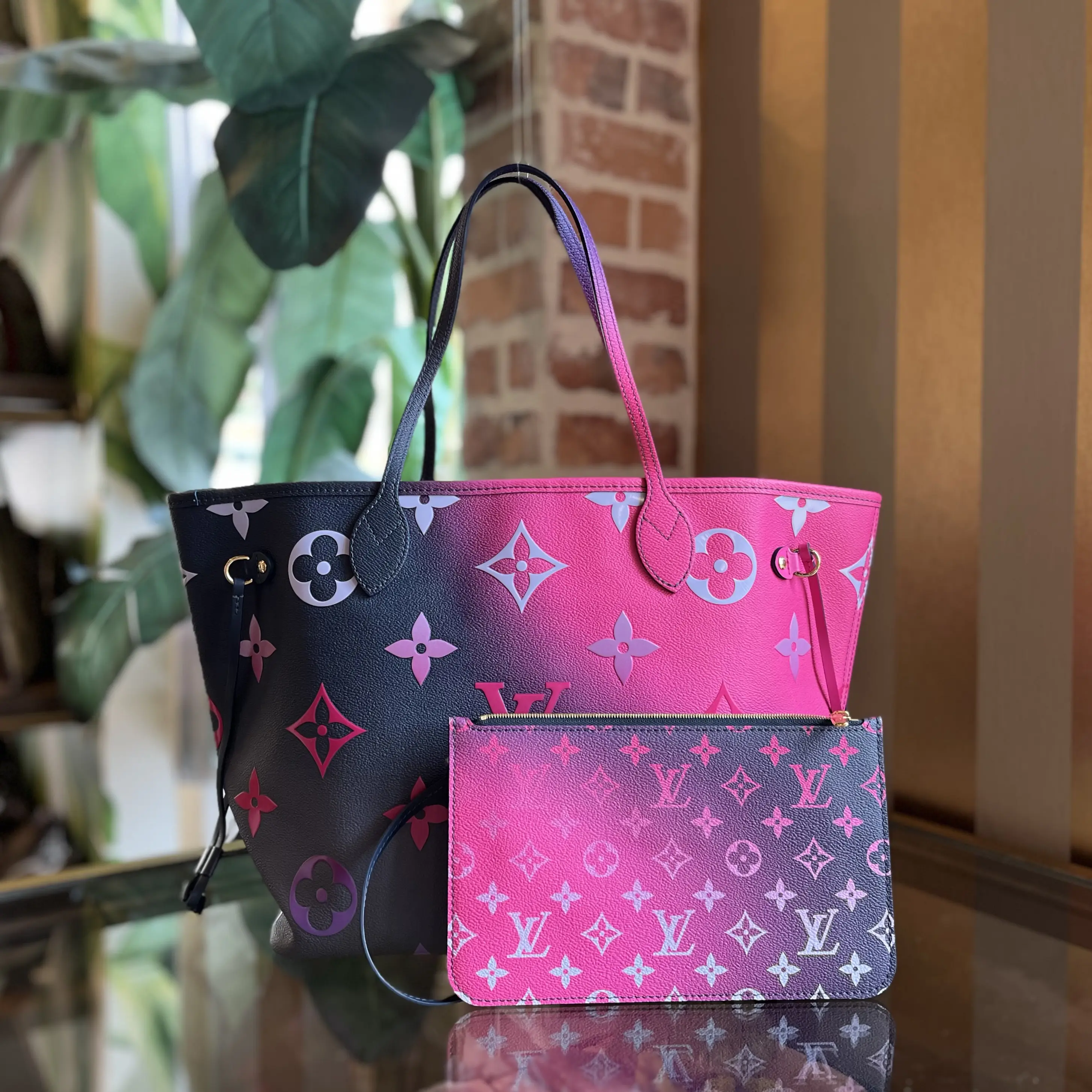 Pre-owned Louis Vuitton Coated Canvas Tote Bags Neverfull MM Monogram Giant Spring in the City Tote