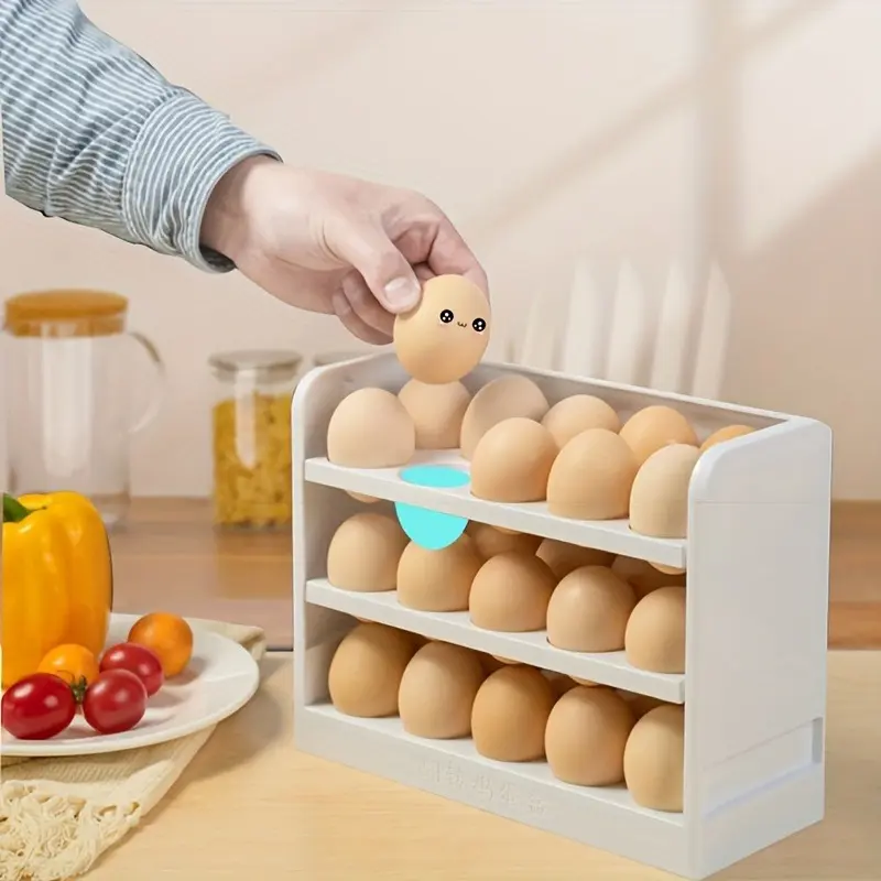 Refrigerator Egg Storage Box, Fridge Storage Organizer, Safe Access Design, Multi-Layer Side Door Tray, Convenient Kitchen Rack, Easy Access and Monitoring