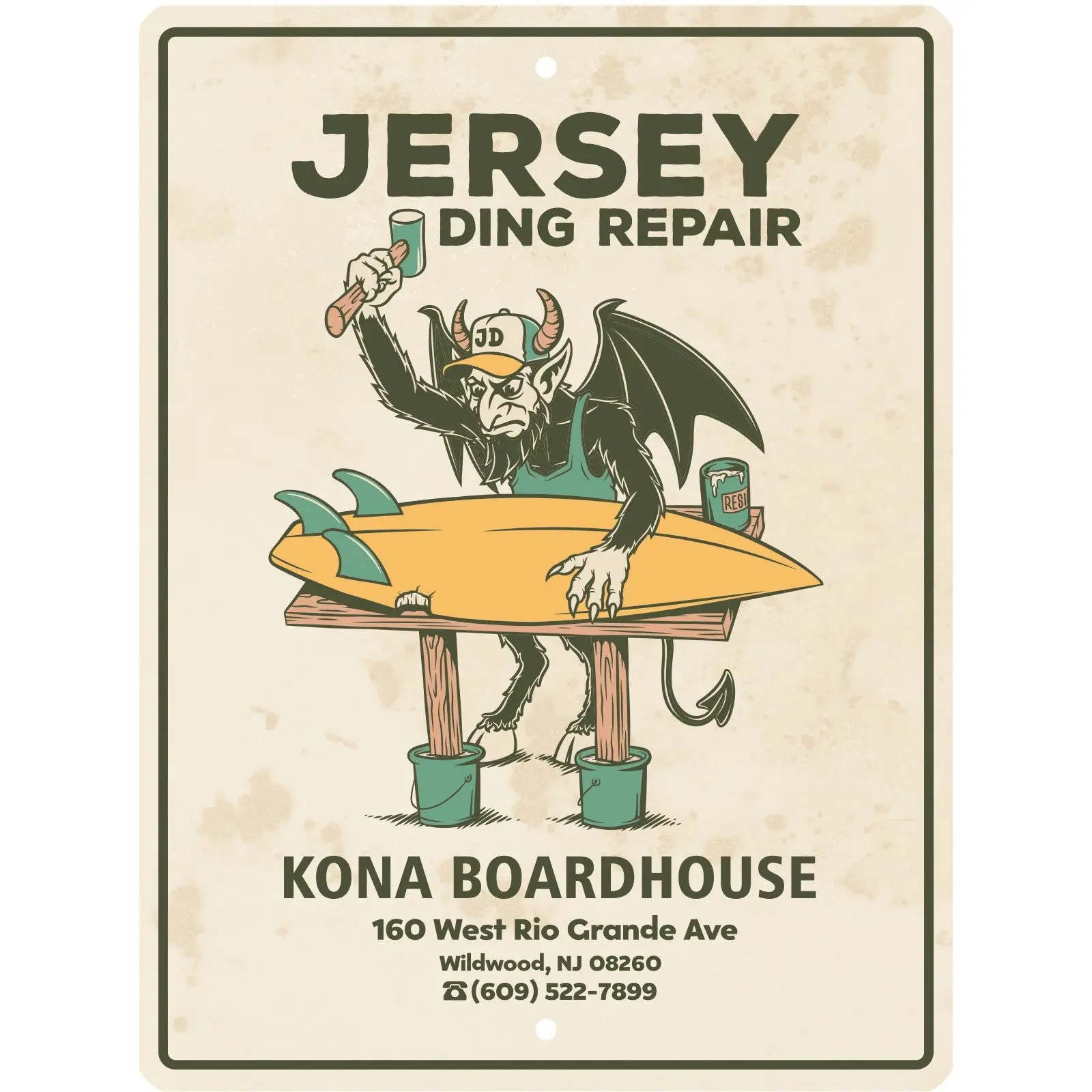 Jersey Ding Repair Tin Sign