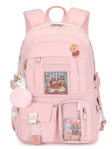Laptop Backpacks 16 Inch School Bag College Backpack Large Travel Daypack Kawaii Bookbags for Teens Girls Women Students (Pink)