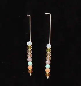 Colorful Pastel Beaded Threader Earrings, Trendy Fashionable Accessories, Fashion Costume Jewelry