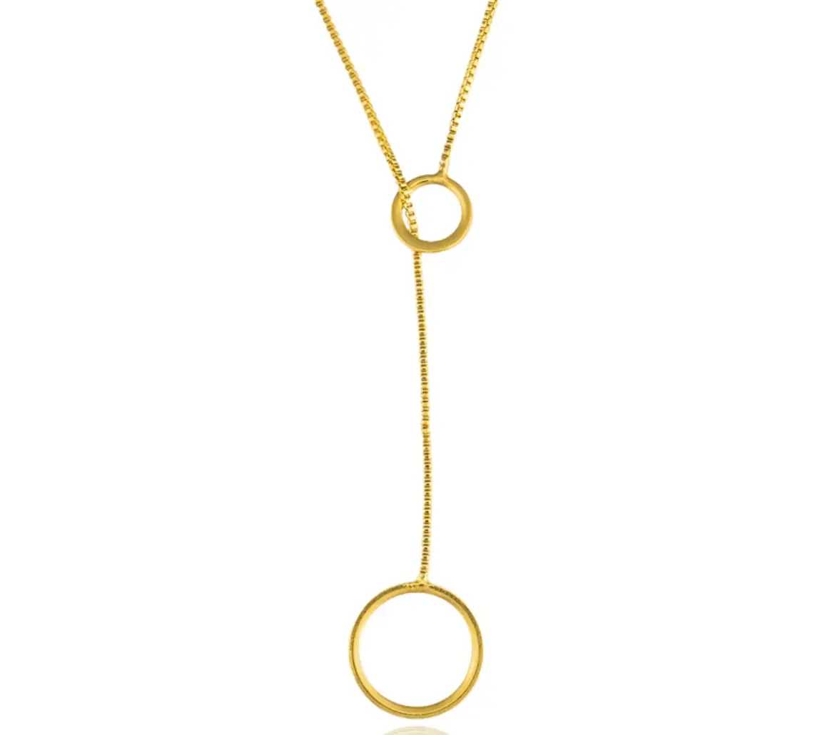 Box Lariat Circle Chain Necklace