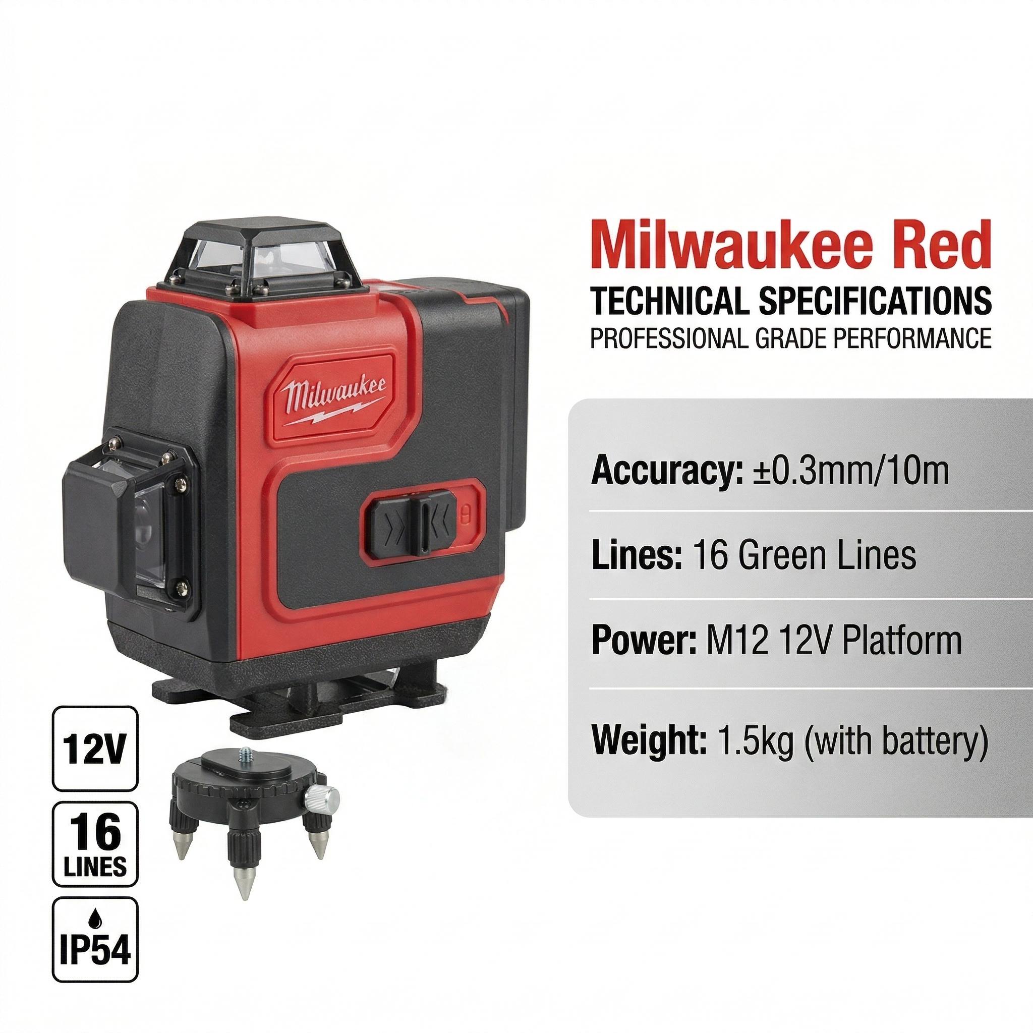 Milwaukee  Laser  Wall Floor Alignment Tool M18 Lithium Replacement Battery Pack level gauge green beam horizontal