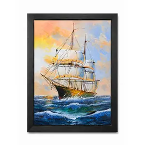 Hand-Painted Oil Painting - Voyage Through the Waves