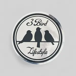3 Bird Lifestyle • 3" Round • Mirrored Glossy Sticker