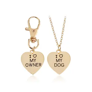I love My Owner love My Dog Pet Dog Bone Necklace Collar pet shirt pet apparel