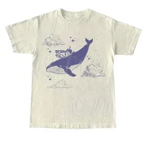 Whale With Butterfly Wings Vintage T Shirt, Retro Whale In Sky 90s Shirt, Ocean Retro Tee, Cute Y2k Gift, Butterfly Sea Animal Graphic Shirt Shortsleeve