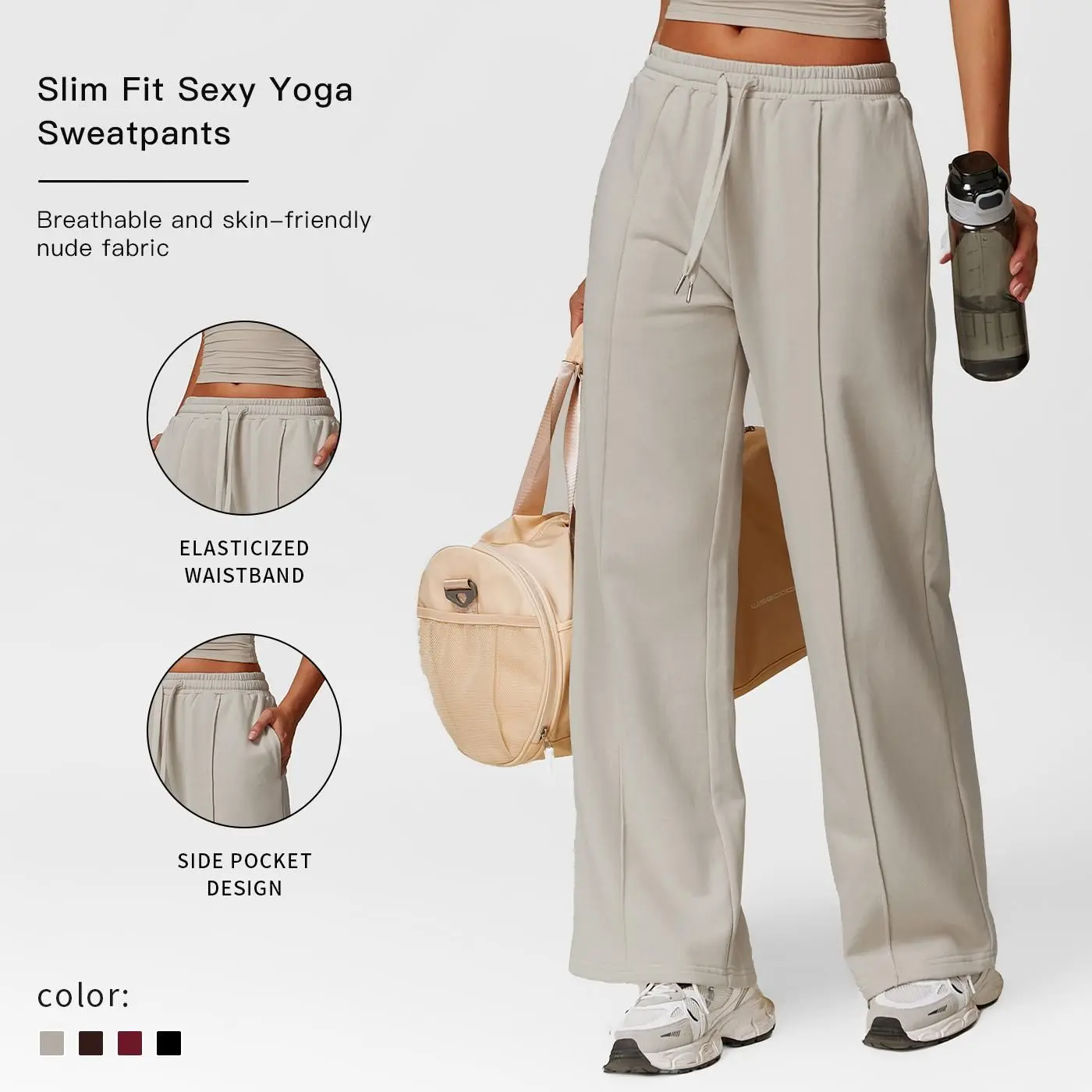 Women's Solid Color Pocket Elastic Waist Cargo Pants by MFVIM - Casual Breathable Comfortable Trousers for Fall & Winter, Women's Bottoms for Outdoor Sports, Workout Clothing Nylon Spandex sweats track pants sweatpants women