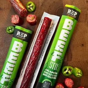REP Provisions Jalapeño Beefstix 12 Pack Dried Grassfed Regenerative Protein Stick with Real Jalapeño Flavor & Mild Heat