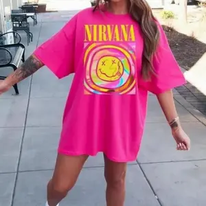 Outfit Y2K Nirvana Shirt Nirvana Preppy 90’s Utero Nirvana Tour Album Unisex Hot Pink Vintage Rock Band Oversized Merch Shirt Sweater Blue Smiley Graphic Tee Face Crewneck Sweatshirt Hoodie Classic T-shirt Clothing Cotton 79Q