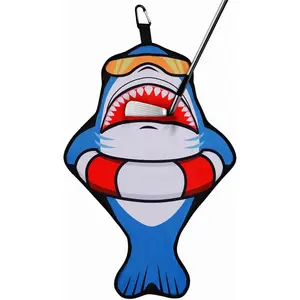 Big Crazy Funny Shark Golf Towel with Cleaning Pouch, Microfiber Waffle Golf Bag Towel, Carabiner Clip, Golf Accessories for Men & Women