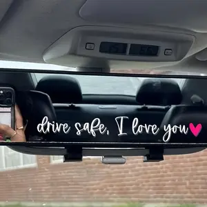 Drive Safely I Love You Vinyl Car Rearview Mirror Sticker Self-adhesive, suitable for plastic/glass/metal surfaces, durable and easy to apply exterior car decoration sticker Sticker for cars