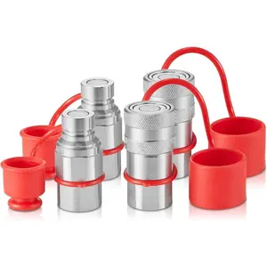 VEVOR 1/2 - Zoll - Hydraulikkupplungen mit flacher Oberflche, 1/2 - Zoll - NPT - Hydraulik - Schnellkupplungen fr Kompaktlader mit 4 Staubkappen (ISO16028)