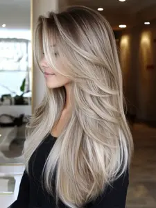 Wig with Bangs, Long Straight Hair, Rose Net Fashion Natural Smooth Style, Natural Looking Wig, Perfect for Music Festivals, Synthetic Material Wigs