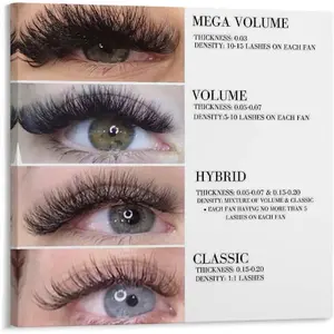 Eyelash Extension Style Poster Beauty Poster Guide Poster Canvas Wall Art Poster Print Picture Paintings for Living Room Bedroom Office Decoration, Canvas Poster Art Gift for Family Friends.8x8inch(20