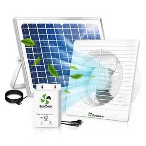 Solar Powered Fan with Battery, Solar Fans for Outside with bifacial Solar Panel & Exhaust Fan for Greenhouse / Shed, with Anti-backflow Valve