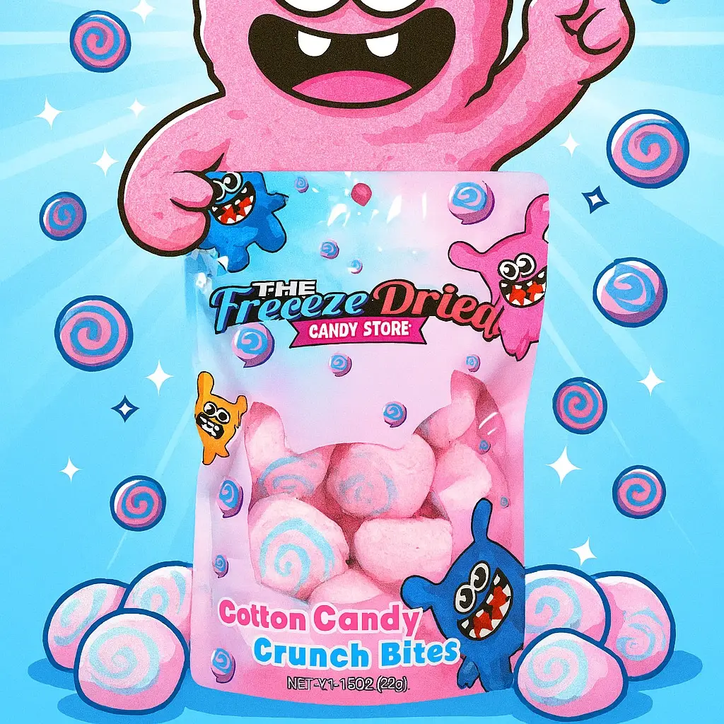 Super Crunchy Freeze Dried Cotton Candy Salt Water Taffy freeze-dried candy Tangy Bonbon