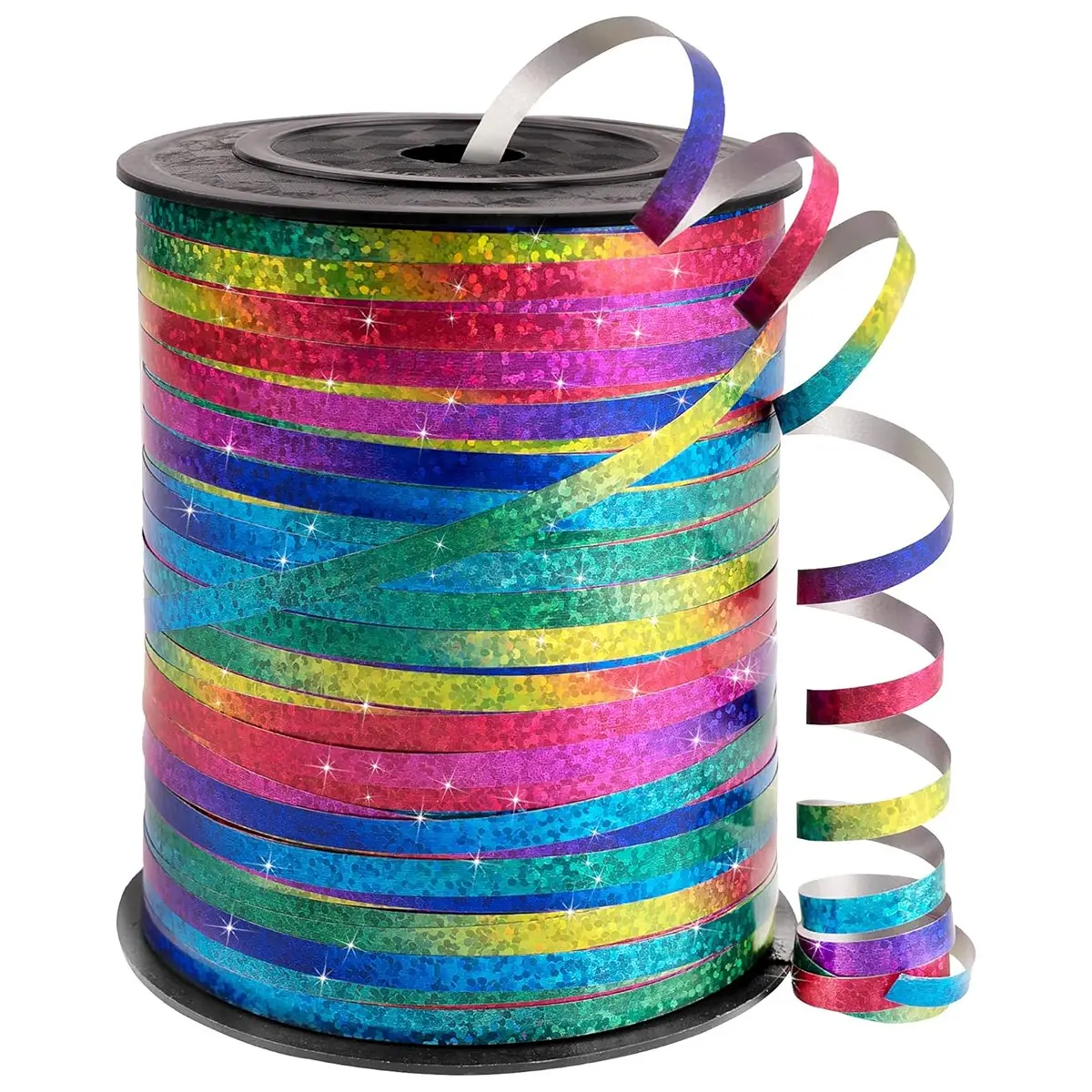 250/500 Yards, Rainbow Satin Ribbon, 5mm Width, Bulk Roll for Balloons, Wedding, Birthday, Valentine's Day, Bouquets, Party Decor