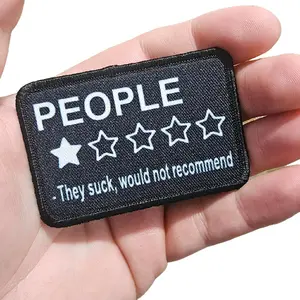 sarcastic people one star review meme  2"x3" morale patch with hook and loop backing
