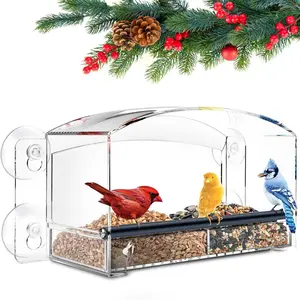 Window Bird Feeder with  Suction Cups - Large Bird House Window Bird Feeders for Viewing -  Proof Clear Bird Feeder Window - Mounted Transparent Bird Feeder -  for Bird Watching!