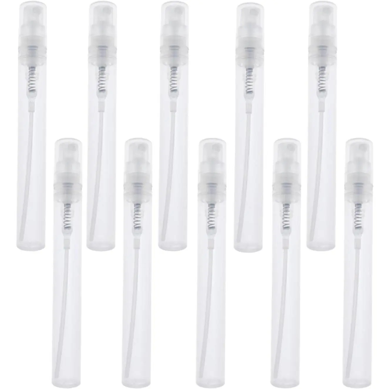 10pcs Mini Spray Bottles, 5ml Plastic Refillable Empty Fine Mist Perfume Bottles Portable Sample Spray Containers for Travel Party Cosmetic Makeup Tool, Clear Light Organizer