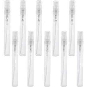10pcs Mini Spray Bottles, 5ml Plastic Refillable Empty Fine Mist Perfume Bottles Portable Sample Spray Containers for Travel Party Cosmetic Makeup Tool, Clear Light Organizer
