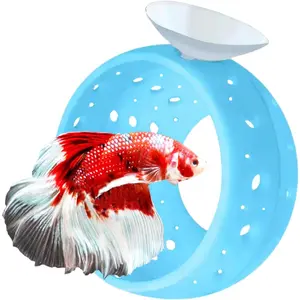 Betta Fish Tunnel with Suction Cup - Aquarium Fish Hideout Shrimp Cave Guppy Fish Tunnel  Accessories Aquarium Decor for Small Fish Shrimp (Blue)