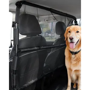 VEVOR Dog Car Barrier, 36.6-60 Adjustable Car Divider for Trunk Cargo Area, Universal-Fit Back Seat Heavy-Duty Wire Mesh Dogs Separator Guard Net, Vehicle Pet Barrier for Sedans, Trucks and SUVs