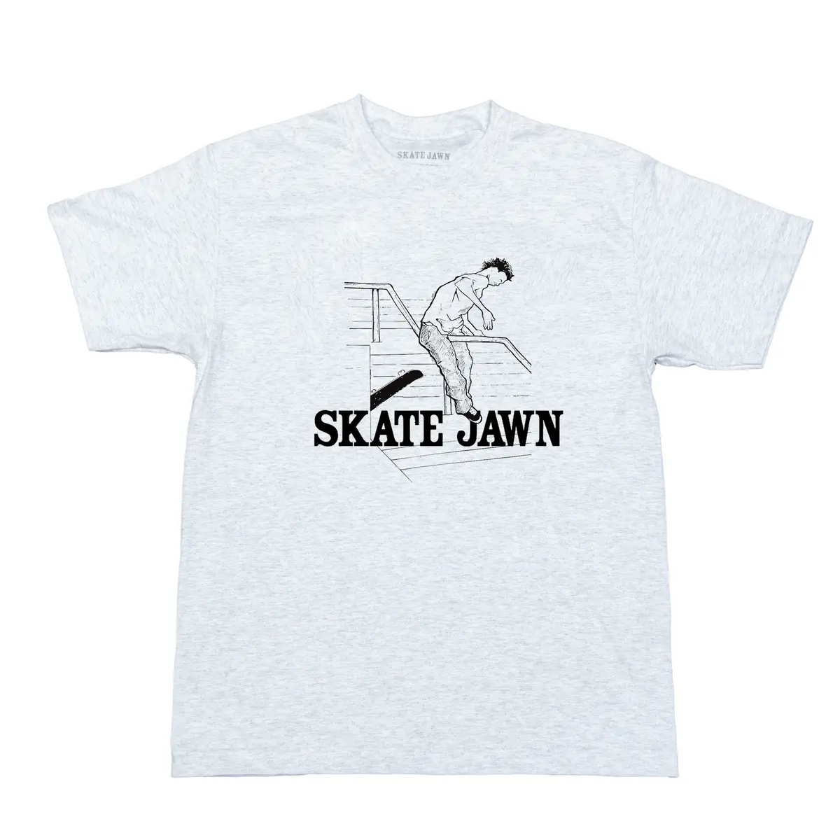 Skate Jawn Men's Streetwear Short-Sleeve Casual T-Shirt, Handrail Graphic Ash Top, Shortsleeve, Tshirt