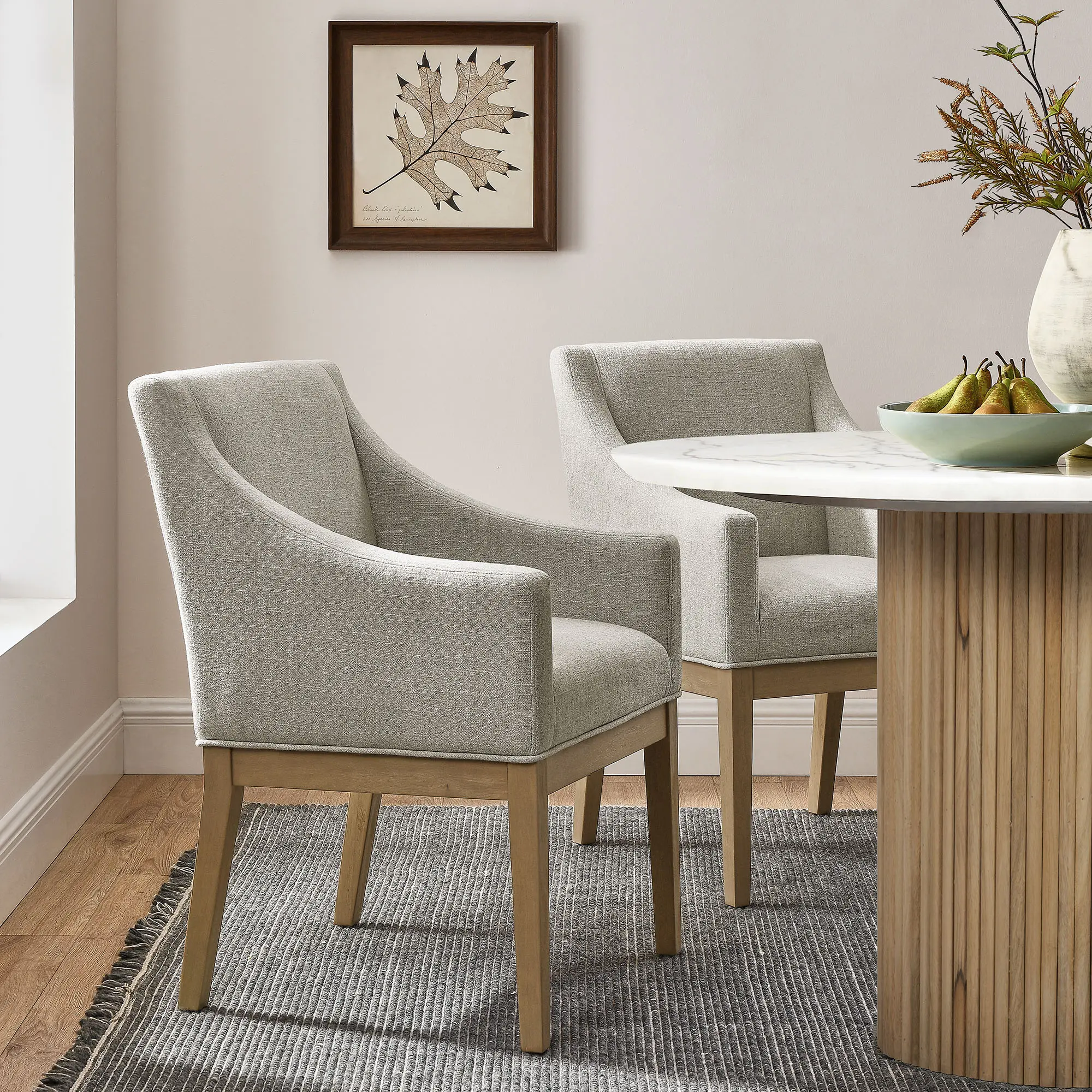 Alton Fabric Upholstered Dining Armchair in Linen Natural