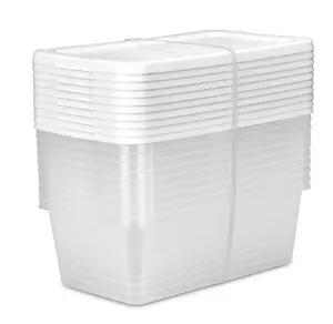 6 Quart Clear Storage Bin with Snap-on Lid White Lid Set of 10 Stackable Containers for Organization