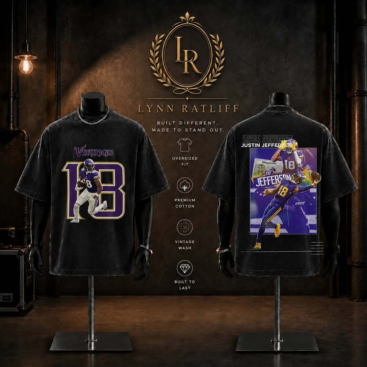 Justin Jefferson Jettas 18 Game Day Retro  Heavyweight Cotton T-Shirt – The J-Jettas Fans Shirt, The Vikings Football Shirt, Game Day Outfits, Gift For Football Fans