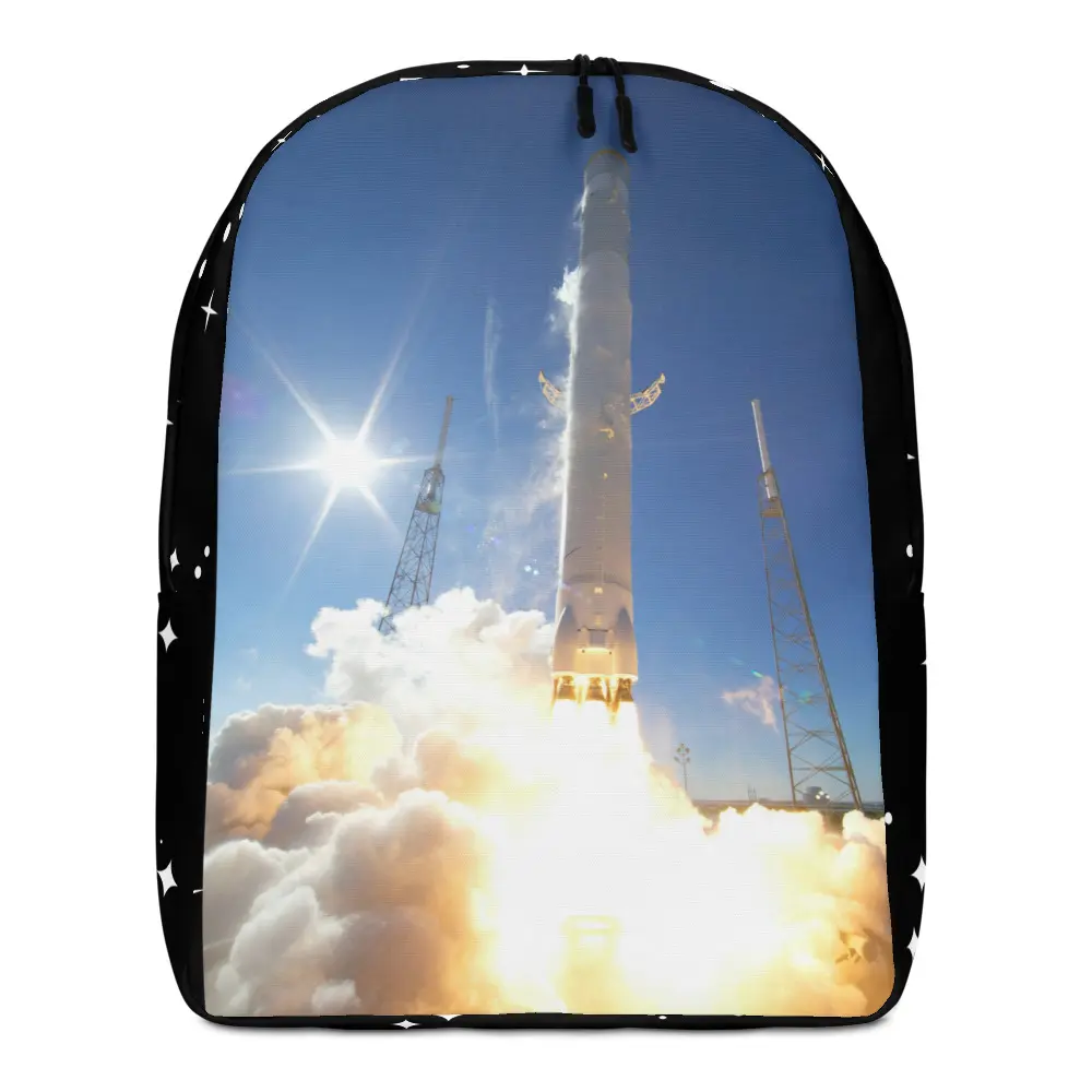 Saturn Rocket Backpack - Water-Resistant Polyester with Laptop Pocket & Hidden Zipper - 5.3 Gallon Capacity - 16.1" x 12.2" x 5.5" - Ergonomic Straps - Space Theme Design