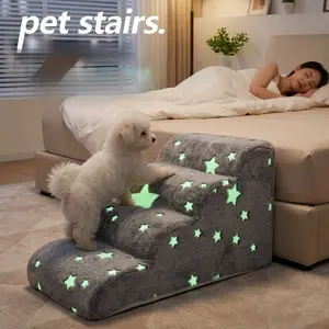 Pet Stair Riser for Dogs & Cats, Non-Slip Design, Removable Dog Bed Stairs, Night Light Feature, Suitable for Small-Medium Breeds