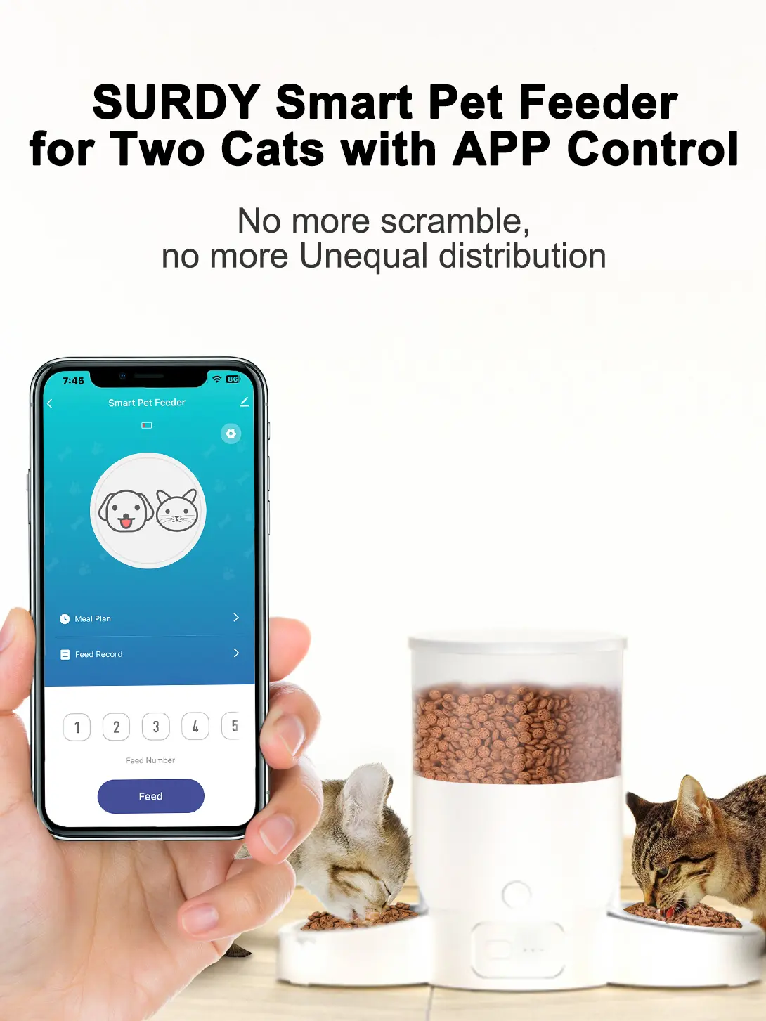 3L Smart Automatic Pet Feeder for Cats & Dogs - WiFi App Control, 6-Meal Daily Timed Dispenser with LCD Display for Busy Days