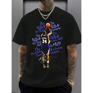 Kob.E Bryant |     Artistic Lakers Basketball Print Classic T-Shirt |     Popular Classic Apparel For Kobe Fans |     100% Cotton Printed Crew Neck Unisex Short-Sleeve T-Shirt |     European And American Fashion Brand Printed Base Layer Shirt