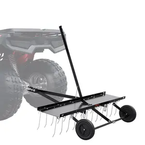 fathersdaygift  VEVOR Tow Behind Dethatcher, 48-inch Tow Dethatcher with 24 Spring Steel Tines, Lawn Dethatcher Rake for ATV or Mower, Tow Behind Lawn Rake with Lift Handle for Garden Farm Grass