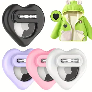 Suitable for AirTag Protective , Heart-Shaped Cartoon Tag Pin, Lost Item Finder, Full Coverage Clothing Button, Silicone Pet Tracker , Cute Animal Design, Durable Protective Cover, Airtag Cover, Airtag
