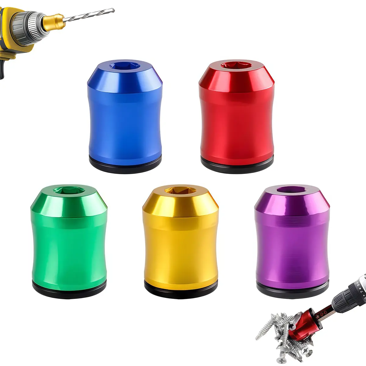 Screwdriver Head Magnetic Ring, Screw Ring Set Removable Household Tool for Drills| Universal Bit Holder for Hex Screwdrivers & Power Bits | Alloy Screw Holder for DIY Repair