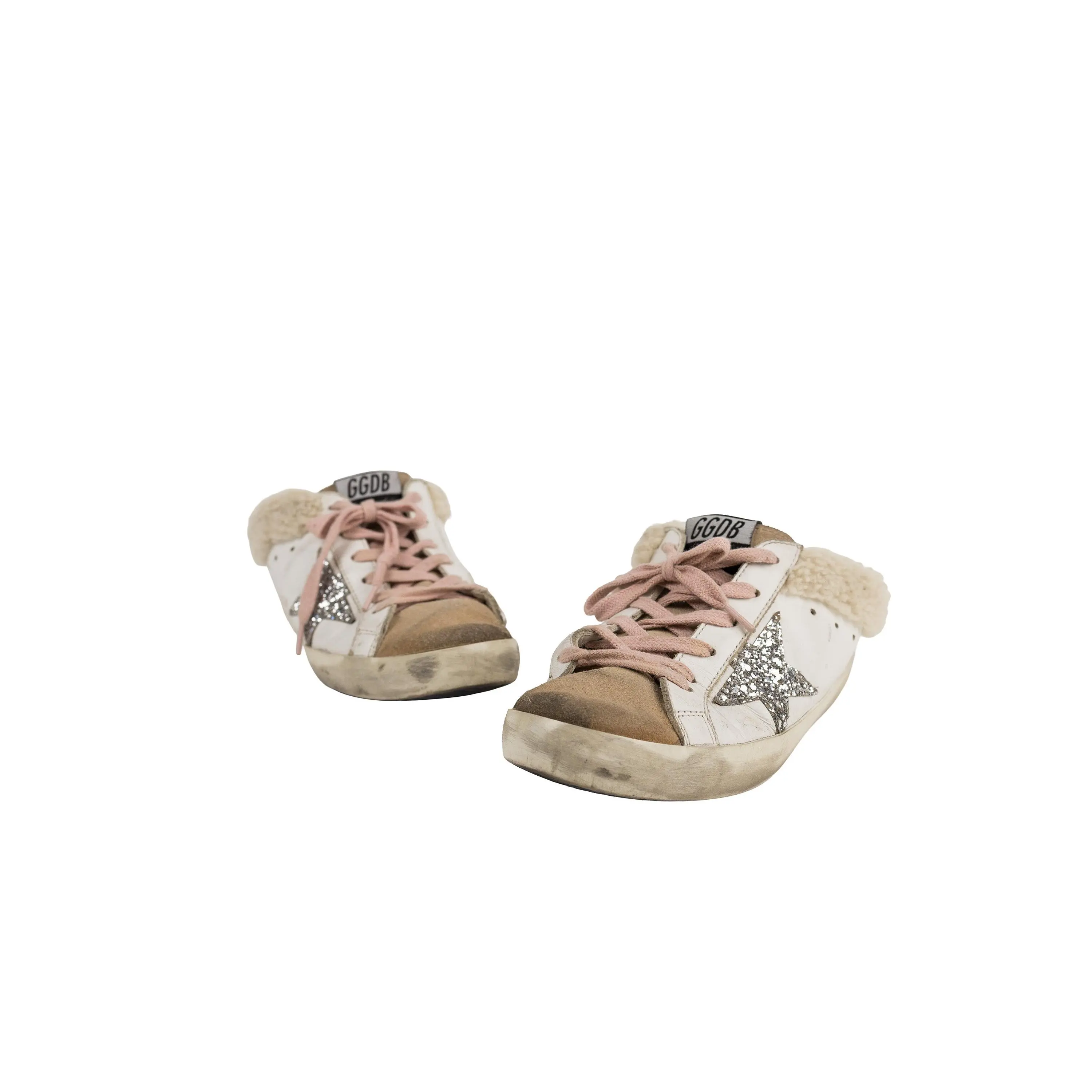 Golden Goose White Pink Leather Shearling Sneaker Size 36