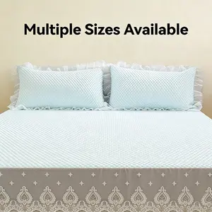 Elegant Heart Lace Edge Cooling Bedding Set, Lightweight Waffle Fabric, Summer Bedroom Bed Sheets, Multiple Colors Available