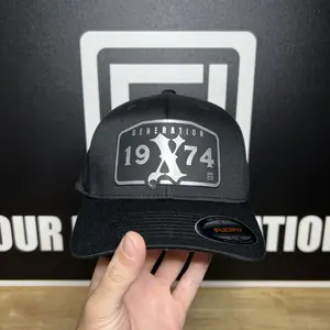 Generation X Birth Year Flexfit Hat. 1965 - 1980 Quality Caps Mesh Back Snapback
