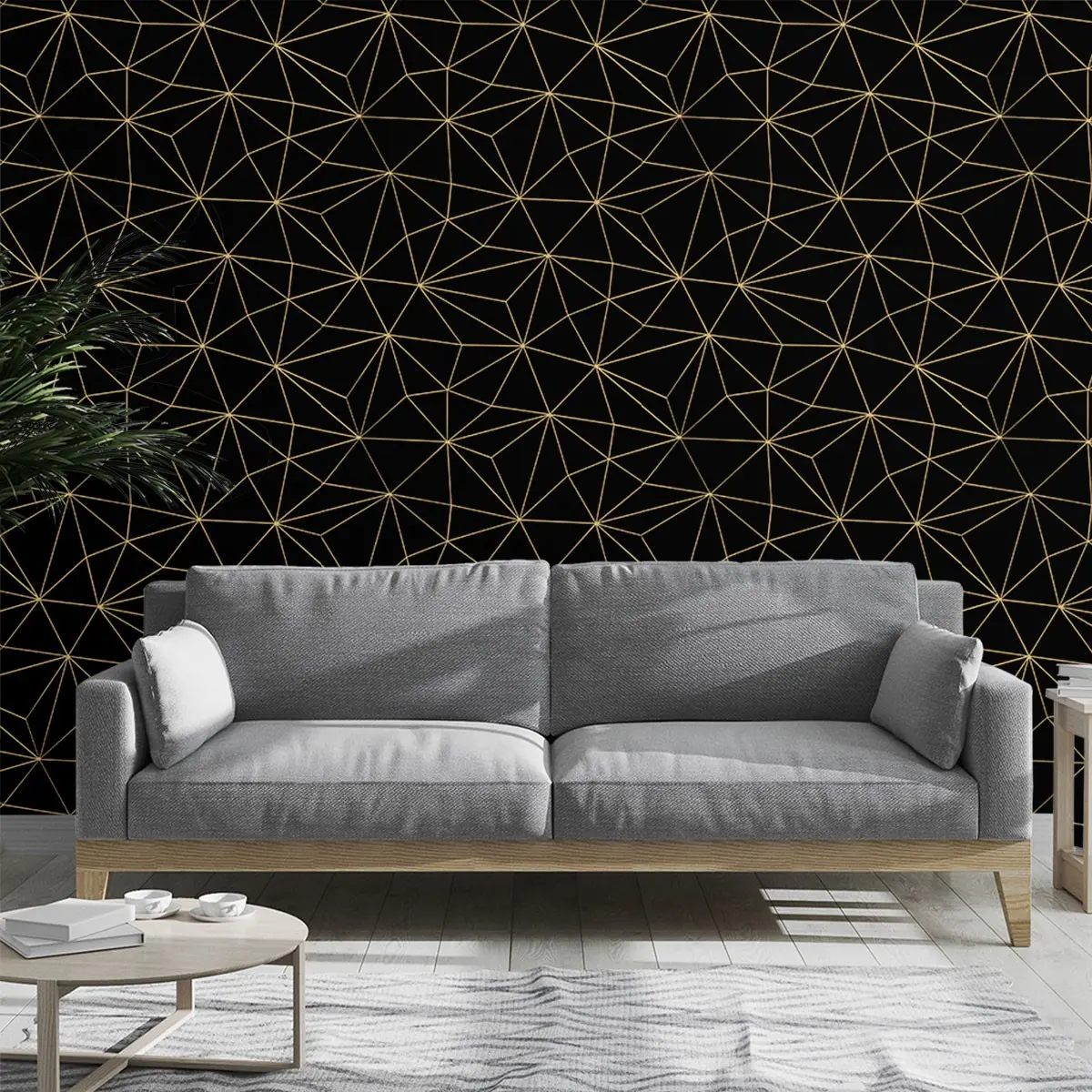 Creative Gold Geometric Triangle Pattern Wallpaper, PVC Material, Self-Adhesive, Ideal for Kitchen/living Room/bedroom Decor
