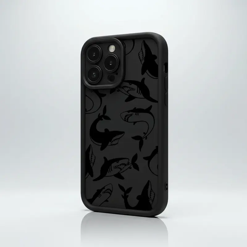 Bold Monochrome Sharks Edgy Ocean Vibes Phone Case for iPhone17/17PROMAX/17PRO/16/15/14/13/12/GALAXYS21/S22/S23/S24 Celestial Eye Layered Phone Case fingerprint resistance (matte finish) Cool trend BOBOJT1588004