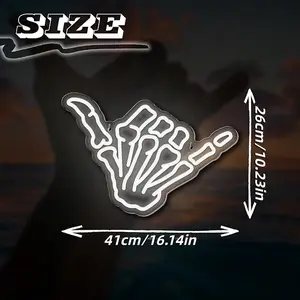 Aloha Hand Neon Sign,Shaka Gesture Skeleton Hand Led Neon Sign,Light up Signs for Wall Decor Bedroom Home Decor Bar Restaurant Halloween Birthday Gift LED Art Wall Decoration Light