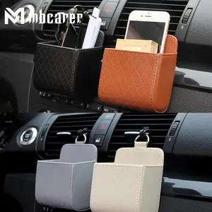 Car Storage Bag Air Vent Dashboard Tidy Hanging Leather Organizer Box Glasses Phone Holder Storage Organizer Car Accessories Car Organization Supplies