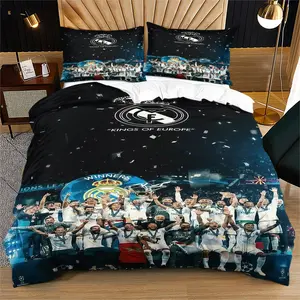 Real Madrid CF Duvet Cover Set (2/3 Piece, Includes 1 Duvet Cover + 1/2 Pillowcases, No Filling), Multiple Designs Available, Football Soccer Team Bedding Set for Teens, Adults & Fans, Bedroom Decor